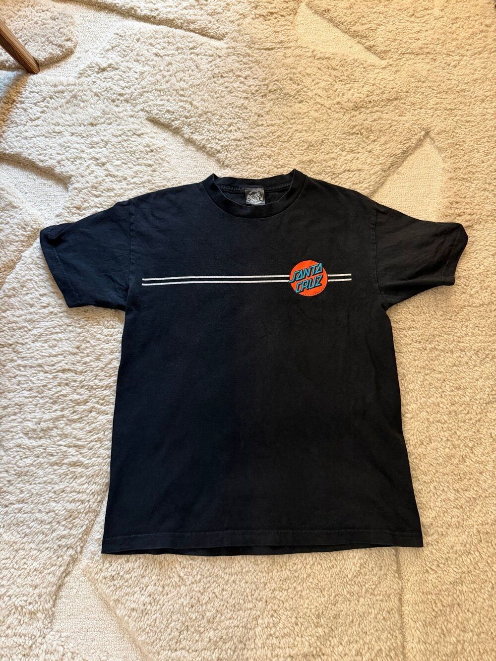 2000s Santa Cruz Skateboards Classic Dot Stripe Graphic Tee Faded Black